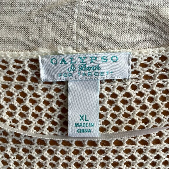 NWOT Size XL Calypso St. Barth for Target crocheted white linen sweater vest - Picture 8 of 11
